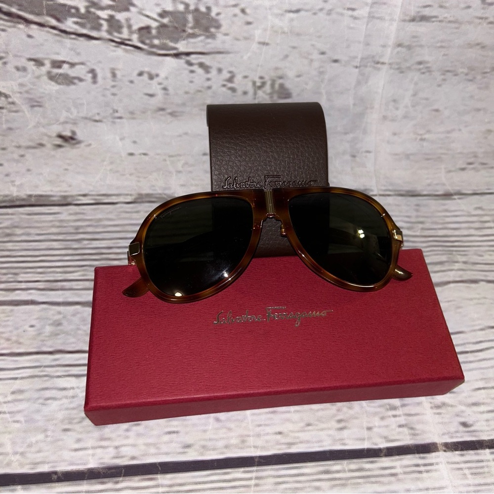 Salvatore Ferragamo Tortoiseshell Frame with Dark Green Lenses Sunglasses